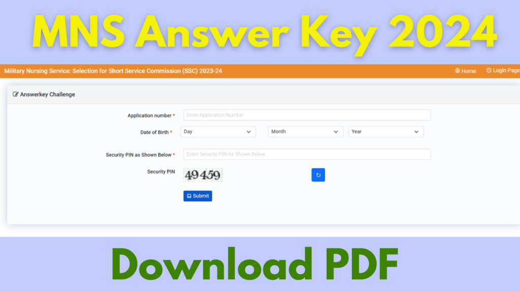 MNS Answer Key 2024 PDF